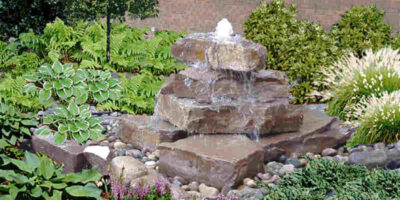 stacked stone water feature