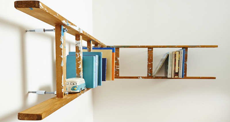 upcycle a ladder into a shelf