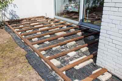 Build a wooden deck with louvered roof