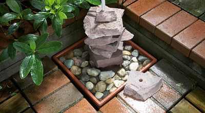 stacked stone water feature