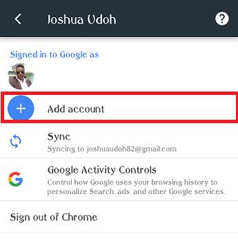 how to change default Goole account