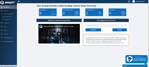 SeekaHost hosting control panel